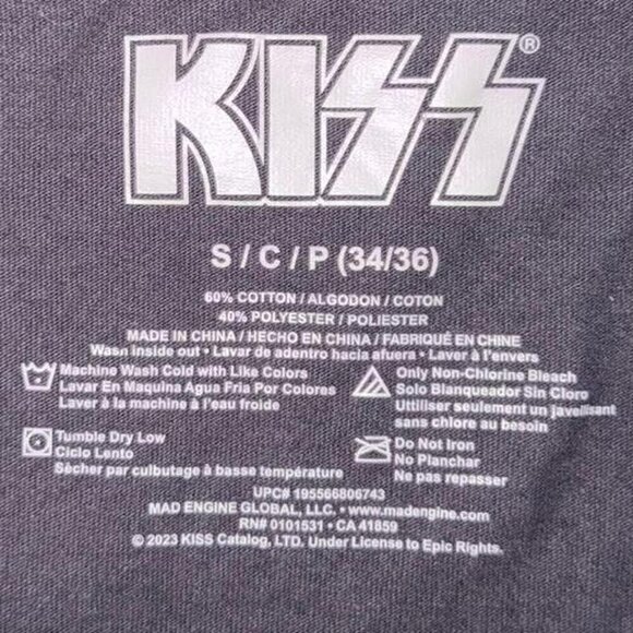 KISS Grey Graphic Sleeveless Crew Neck Oversized Relaxed Fit Tee T-Shirt Tank S - Picture 6 of 6